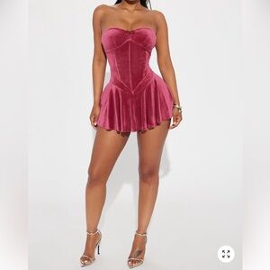 Fashion Nova Corset Velour Strapless Mini Dress